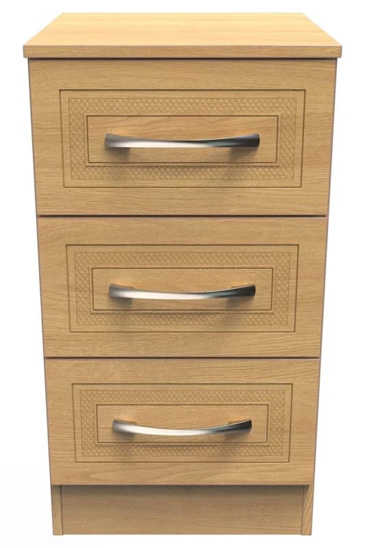 Studio Dorset 3 Drawer Bedside Cabinet - Ready Assembled Bedside Cabinets and Sideboards Small Brown 41543790120