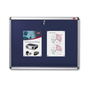 Nobo Lockable A0 1060 x 1350mm Internal Display Case with Blue Felt and Aluminium Frame