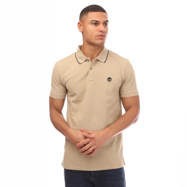 Timberland Millers River Printed Neck Polo Shirt - Beige Beige S