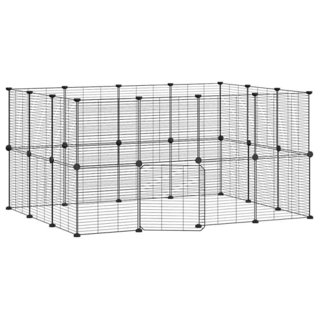 VIDAXL Vidaxl - 28-Panel Pet Cage with Door Black 35x35cm Steel 8720287190776