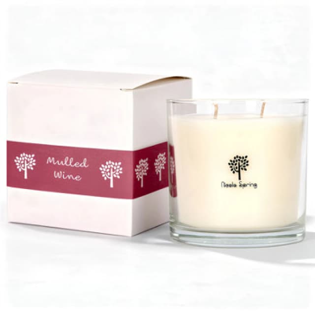 Nicola Spring 400G Soy Wax Candle - Mulled Wine - Double Wick Glass Jar - Warm Spiced Festive Scent Long Burn Fragrance
