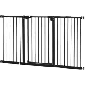 Pawhut - Retractable Pet Safety Gate w/ 3 Extensions and 4 Adjustable Screws