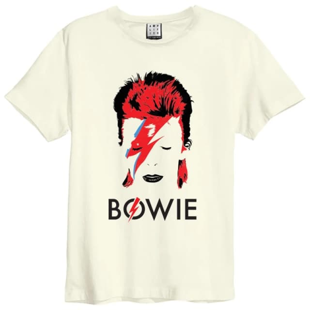 Amplified Amplified Men Aladdin Sane David Bowie Vintage T-Shirt in White Size: Small White S Male 5063470961870