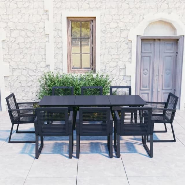 VIDAXL 9 Piece Outdoor Dining Set pvc Rattan Black Vidaxl 8720286241400