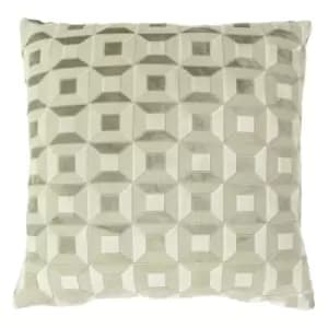 Empire Velvet Jacquard Cushion Ivory/Taupe