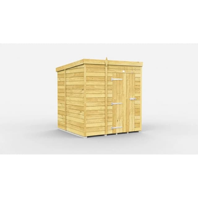 Buttercup Farm 6 x 7 Feet Pent Shed - Single Door W/O Windows - L214 x W185 x H201cm in Brown Brown Unisex