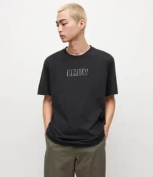 AllSaints Mens Shadow Crew T-Shirt, Washed Black, Size: M
