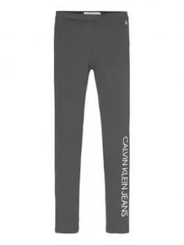 Calvin Klein Jeans Girls Logo Legging - Black, Size Age: 10 Years, Women