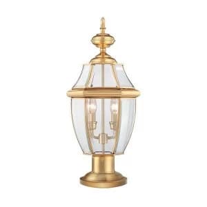 2 Light Outdoor Pedestal Light Polished Brass IP44, E14