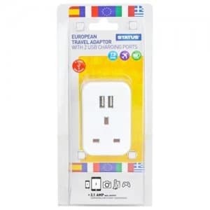 Status UK to EU Travel Adaptor with 2 x USB