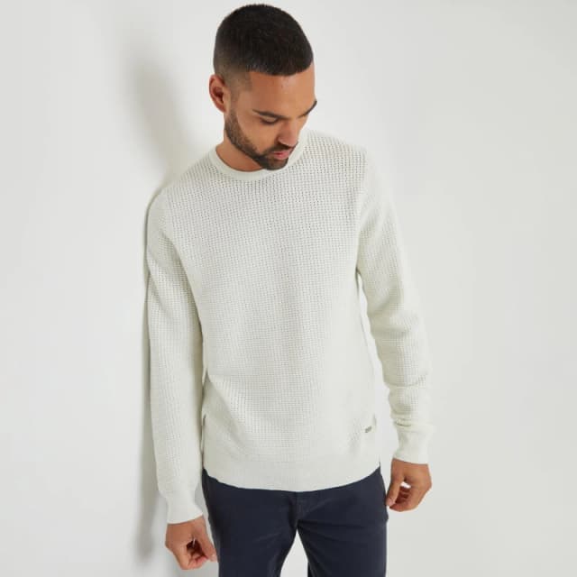 Threadbare Crochet Knit Crew Neck Jumper Natural male S