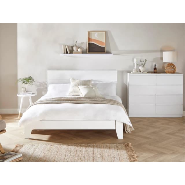 Homelife Locke Double Wooden Bed - White White One Size