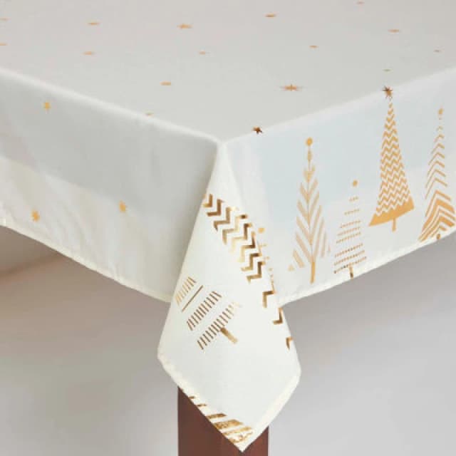 Homescapes Homescpaes Gold Tree Christmas Table Cloth, 132 X 228 Cm