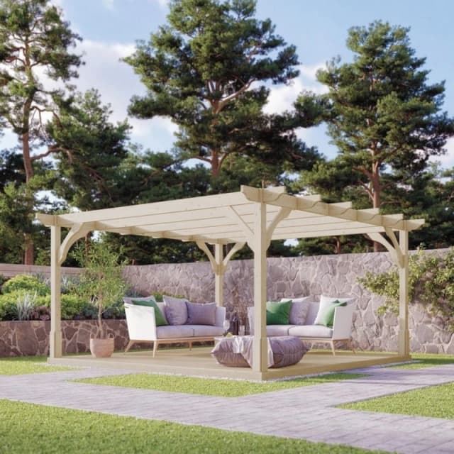 Rutland County Garden Furniture Ltd Premium Pergola & Decking Kit, Wood, L240 x W240 cm, Light Green Light Green Unisex