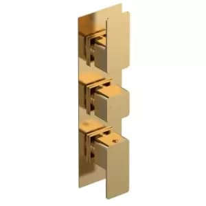 Nuie Triple Thermostatic Valve - Brushed Brass