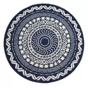 County Circle Indoor/Outdoor Rug - Navy - 133cm