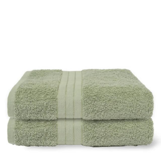 OHS OHS 2 Pack of 100% Cotton Bathroom Bath Towel in Pale Green Pale Green Bath Towel Unisex 5027434229154