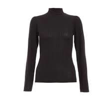 Quiz Black Knit Ribbed Turtle Neck Top - 8