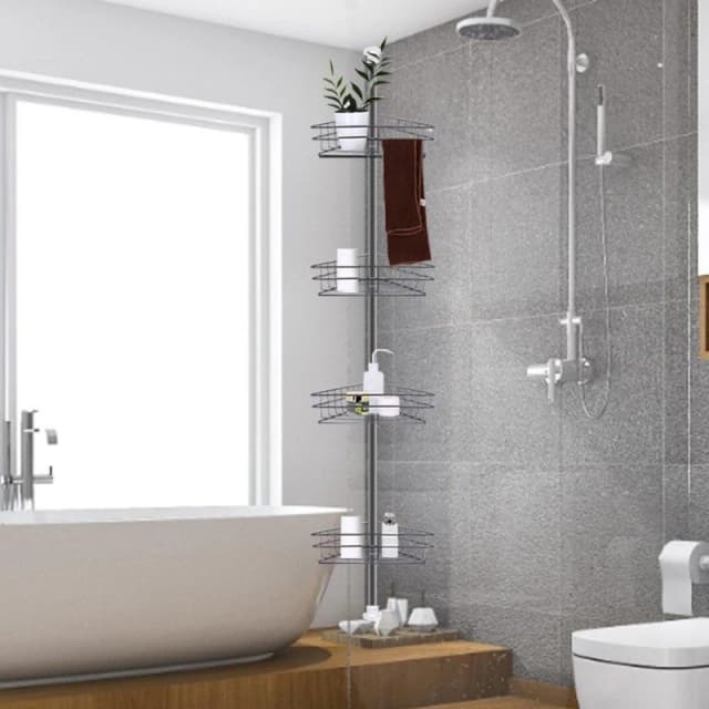 LIFE IDEAS 4 Tier Metal Corner Shower Shelf Black unisex One size