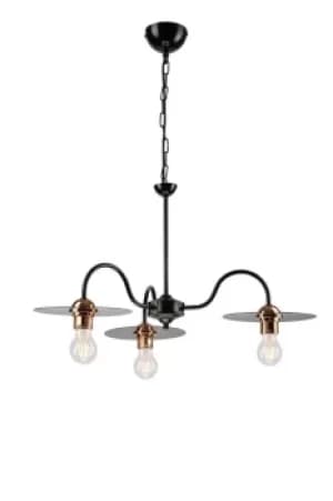 Alice Multi Arm Pendant Ceiling Light Black, 3x E27