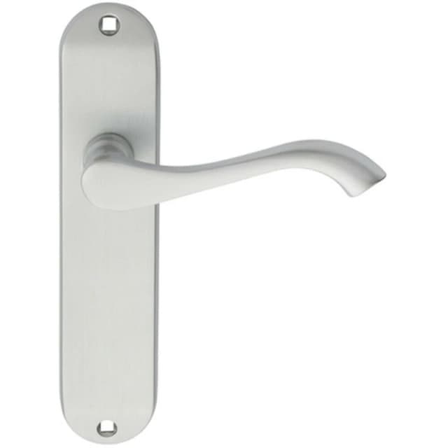 Loops PAIR Curved Handle on Chamfered Latch Backplate 180 x 40mm Satin Chrome Multi