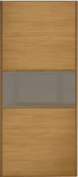 Wickes Sliding Wardrobe Door Fineline Oak Panel and Cappuccino Glass - 2220 x 762mm