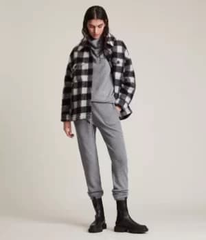 AllSaints Womens Ridley Wool-Cashmere Blend Joggers, Thunder Grey, Size: M