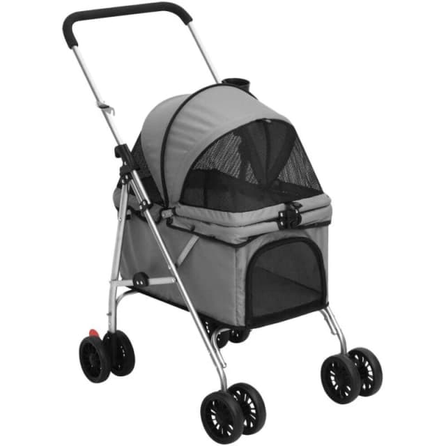 VIDAXL Folding Dog Stroller Grey 76x50x100cm Oxford Fabric vidaXL 8720845735234