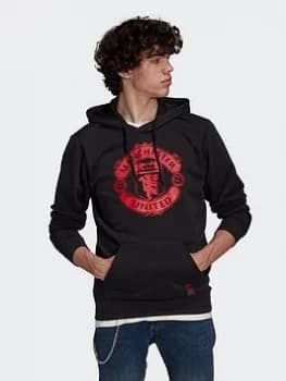 adidas Manchester United Dna Hoodie, Black, Size XL, Men