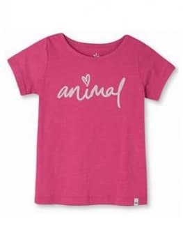 Animal Girls Script Short Sleeve Graphic T-Shirt - Pink, Size Age: 7-8 Years, Women