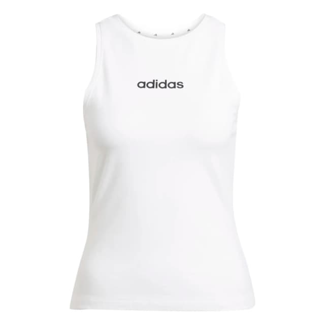adidas Essentials Linear Slim Cotton Tank Top Womens White female M (12-14)