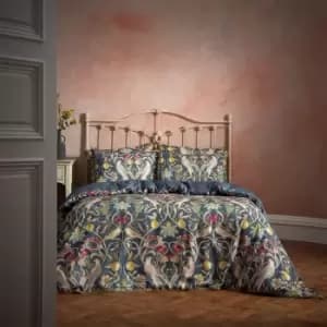 Liberty Traditional Floral Printed Piped Duvet Cover Set Navy, Navy / King