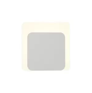 Magnetic Base Wall Lamp, 12W LED 3000K 498lm, 15, 19cm Square Bottom Offset, Sand White, Acrylic Frosted Diffuser