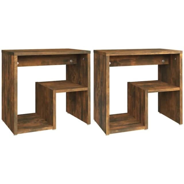 VIDAXL Bed Cabinets 2 pcs Smoked Oak 40x30x40cm Engineered Wood Vidaxl 8720286932407