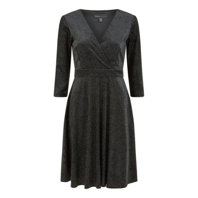Mela London Mela London Black Sparkle Long Sleeve Skater Dress Black 8