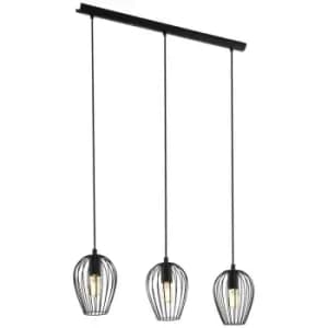 Eglo Newtown 3 Lamp Straight Bar Pendant Ceiling Light Black