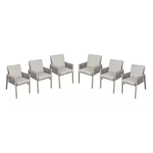 Dellonda Fusion 6pc Garden/Patio Dining Chair with Armrests Light Grey DG49