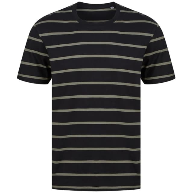 Front Row Mens Striped T-Shirt in Jet Black Size: XS Jet Black Male XS