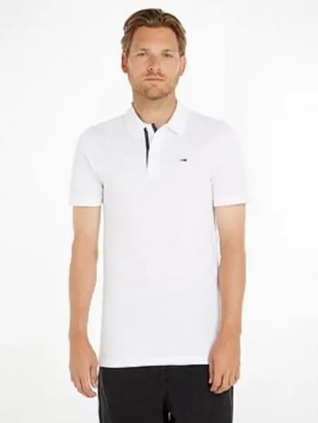 Tommy Jeans Cotton Slim Fit Polo T-Shirt - White