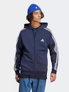 adidas Future Icons 3 Stripe Full Zip Hoodie, Navy, Size XS, Men