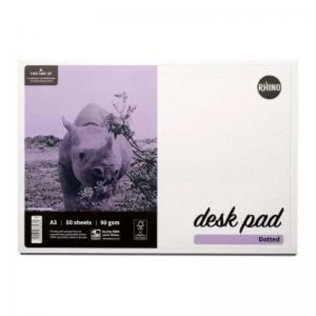 RHINO Desk Pad; 5mm Dotted; A3; 90gsm FSC Paper; 50 Sheets (Pack of 10)