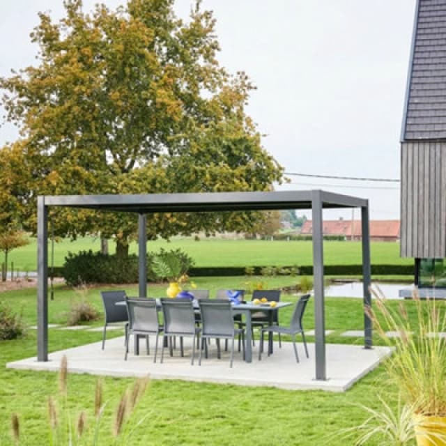 sweeek 3x4m Louvered Aluminium Pergola With Adjustable Slats Dark Grey