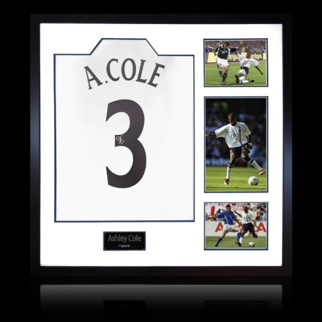 The Fan Cave Ashley Cole Signed England Shirt Elite Frame White unisex 820mm x 82