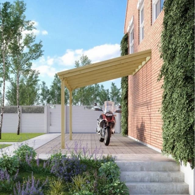 Rutland County Garden Furniture Ltd Polycarbonate Roof Car Port 2 Post, Wood, L200 x W290cm - Light Green Light Green Unisex