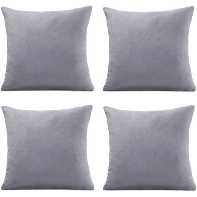 Alan Symonds Set of 4 Plain Chenille Velvet Cushions Silver unisex 45x45cm