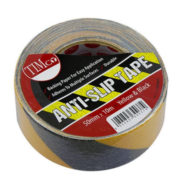 Timco Anti Slip Tape - Yellow & Black (Size 10m x 50mm - 1 Each) Black