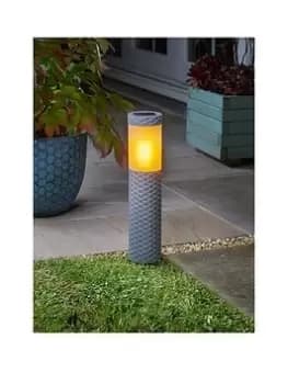 Smart Solar Solar Flame Effect Grey Bollard Pair