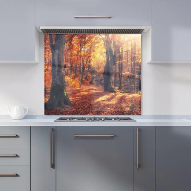 Warren Reed - Designer Autumn Forest Kitchen Splashback in Brown Size: 600mm x 750mm Brown Unisex 600mm x 750mm