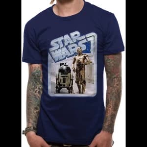 Star Wars - Droids Retro Badge Mens Small T-Shirt - Blue