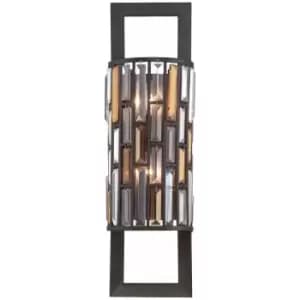 Loops - Twin Wall Light Prisms of Amber Pearl & Crystal Vintage Bronze E14 60W d01292